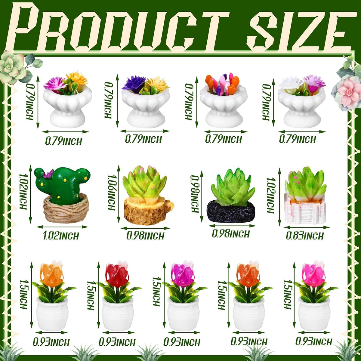 Threehoney 30 Pack Mini Potted Plants Miniature Resin Figurine, Plants