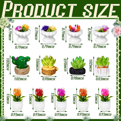 Threehoney 30 Pack Mini Potted Plants Miniature Resin Figurine, Plants