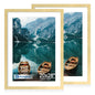 Hongkee 5x7 Picture Frame Set of 2, Real Glass and Wood Frame for Mat 4x6