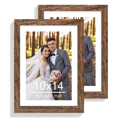 Hongkee 5x7 Picture Frame Set of 2, Real Glass and Wood Frame for Mat 4x6