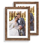 Hongkee 5x7 Picture Frame Set of 2, Real Glass and Wood Frame for Mat 4x6