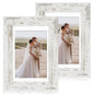Hongkee 5x7 Picture Frame Set of 2, Real Glass and Wood Frame for Mat 4x6