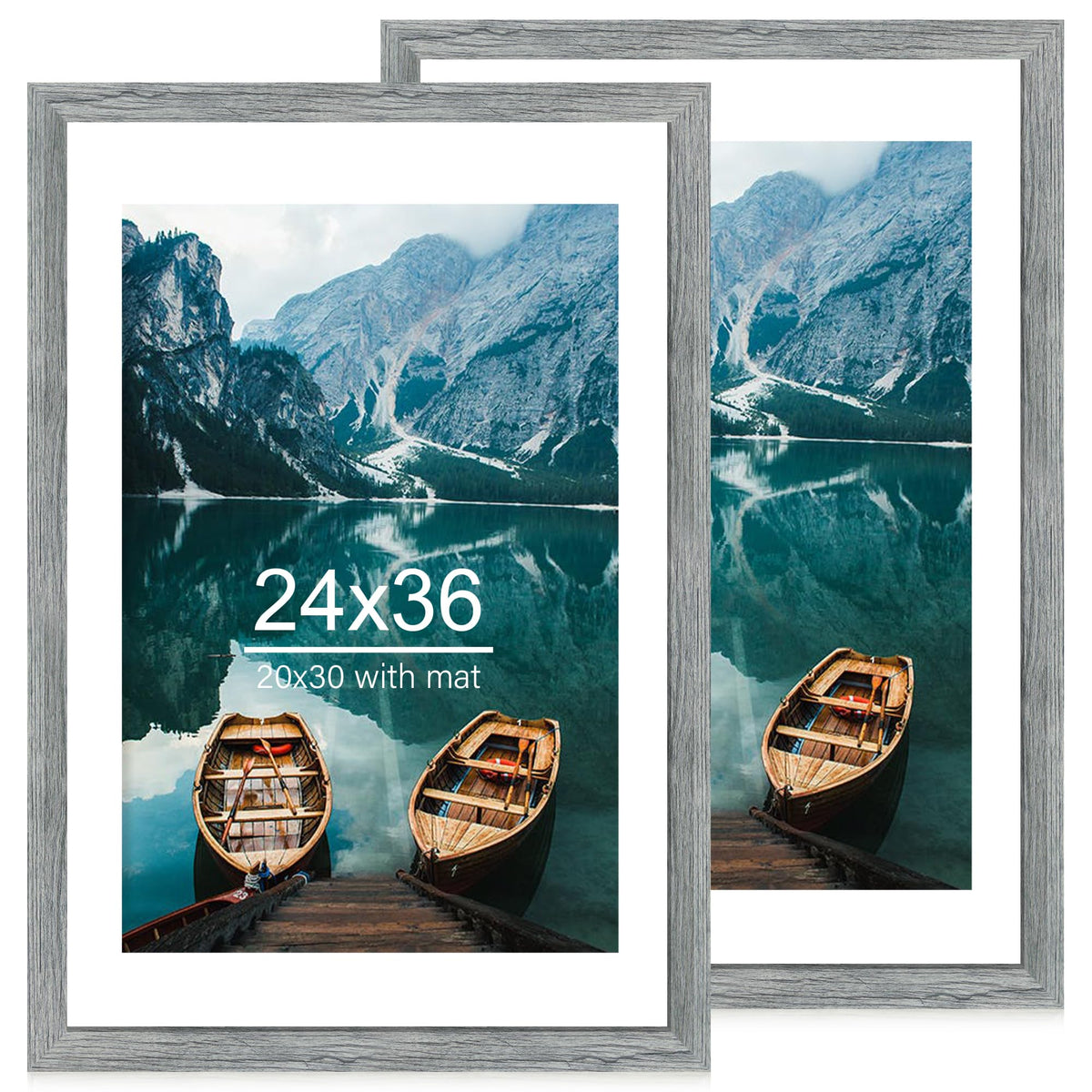 Hongkee 5x7 Picture Frame Set of 2, Real Glass and Wood Frame for Mat 4x6