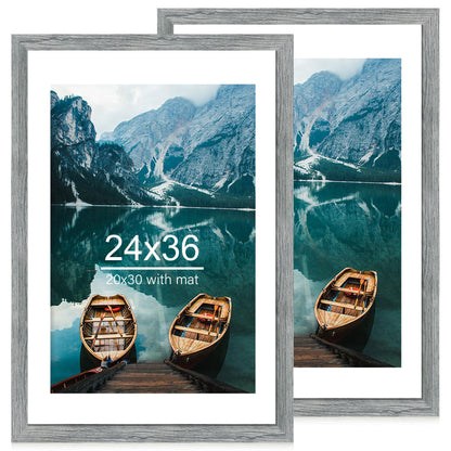Hongkee 5x7 Picture Frame Set of 2, Real Glass and Wood Frame for Mat 4x6