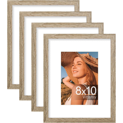 Vittanly 8x10 Picture Frames Set of 4, for Wall or Tabletop, Pale Pink