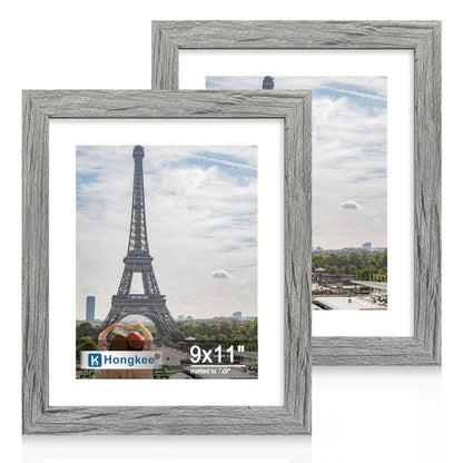 Hongkee 5x7 Picture Frame Set of 2, Real Glass and Wood Frame for Mat 4x6