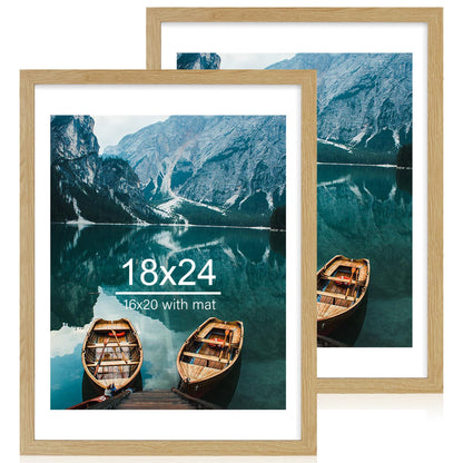 Hongkee 5x7 Picture Frame Set of 2, Real Glass and Wood Frame for Mat 4x6