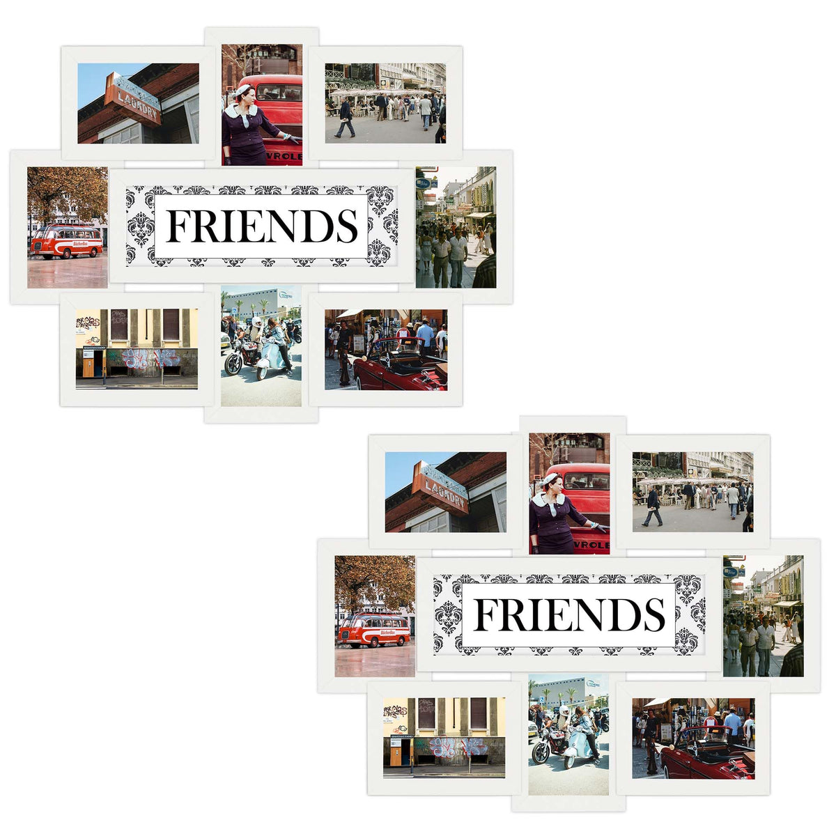 Jerry & Maggie Family Photo Frame 22x17, PVC Picture Frames Collage Wall Decor 9 Opening Wall Hanging For 6x4 Photos 8 Pack, No-Assembly 3D Design Waterproof Memorial Keepsake, Ashes