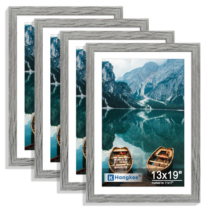 Hongkee 8x10 Picture Frame Set of 4, Real Glass and Wood Frame, 5x7 Mat
