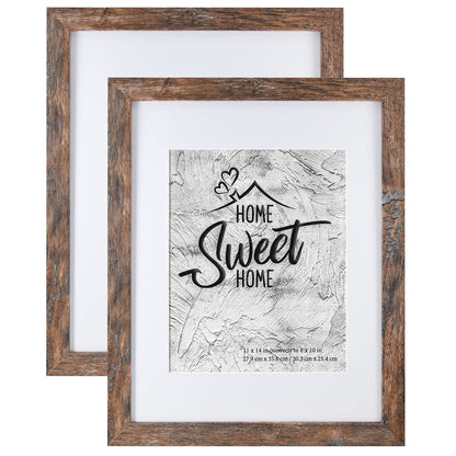Califortree 5x7 Picture Frame - Can Display Photo 4x6 with Mat, Wood Frame with Shatterproof Plexiglass, Wall & Tabletop Display, Rustic Brown