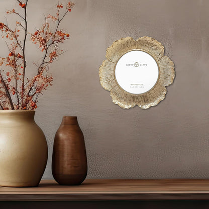 Circular Gold Floral Photo Frame / 4x4 In | For Tabletop Display | Perfect for Home Decor, Wedding, Graduation, Or Milestone Photos