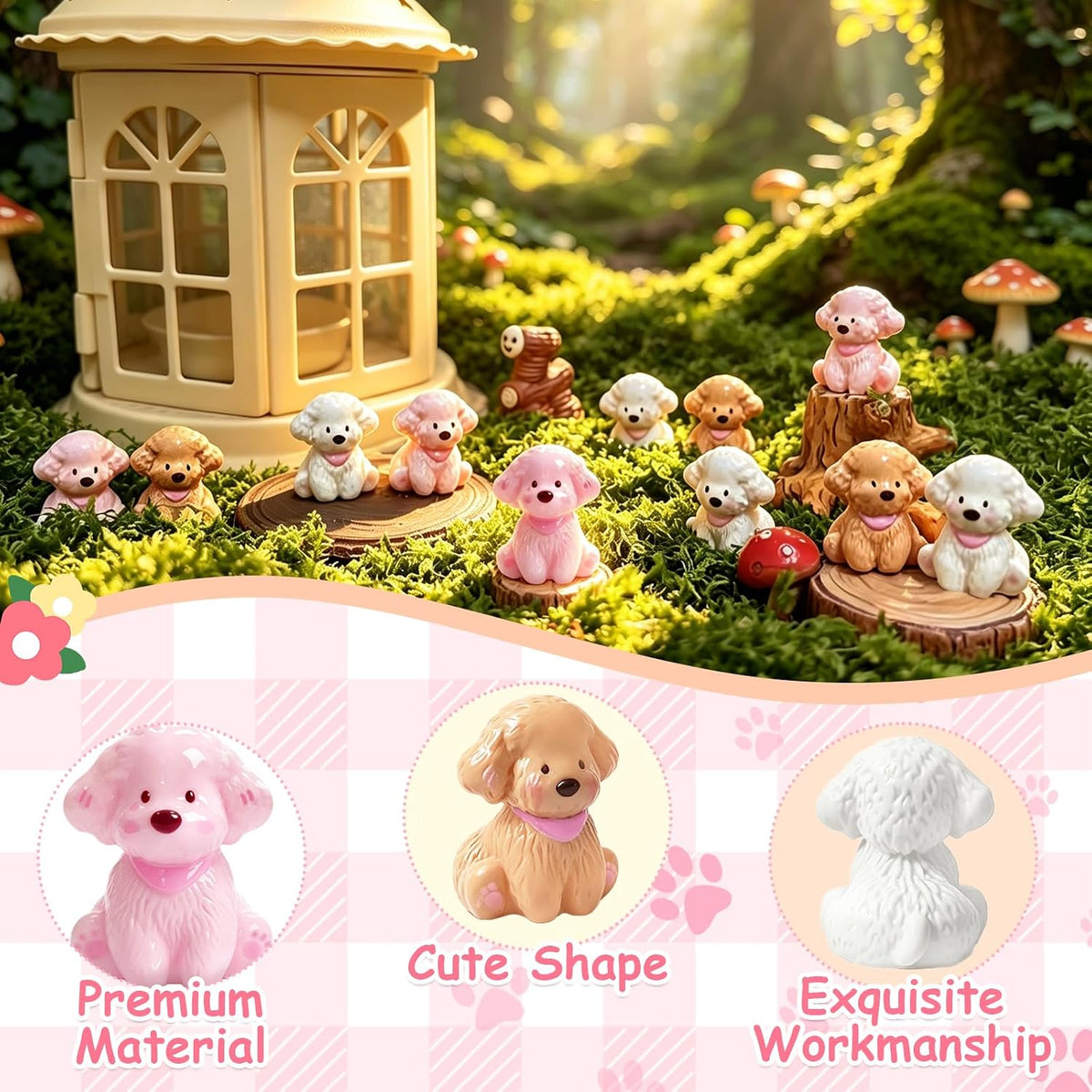 60 Pcs Mini Resin Dog Figures Puppy Animal Miniature Figurines