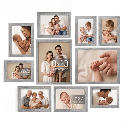 upsimples Picture Frames Set of 10, Including 8x10, 5x7, 4x6 Black Frame