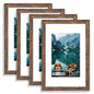 Hongkee 8x10 Picture Frame Set of 4, Real Glass and Wood Frame, 5x7 Mat