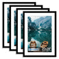Hongkee 8x10 Picture Frame Set of 4, Real Glass and Wood Frame, 5x7 Mat