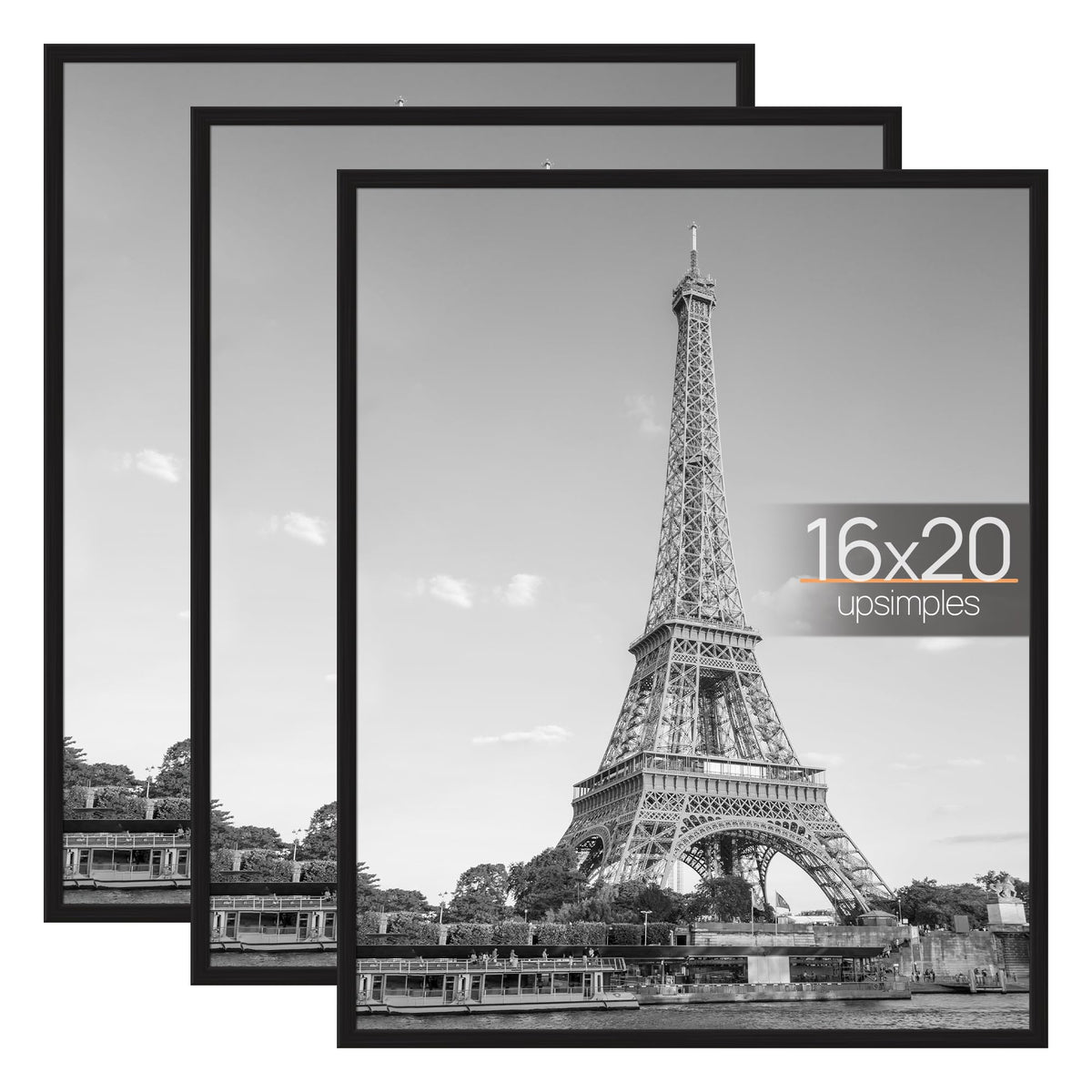 upsimples 16x24 Poster Frame, Easy Slide-In Assembly, Black, 3 Pack