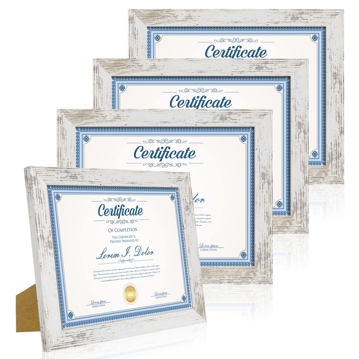 Hongkee 8x10 Picture Frame Set of 4, Real Glass and Wood Frame, 5x7 Mat