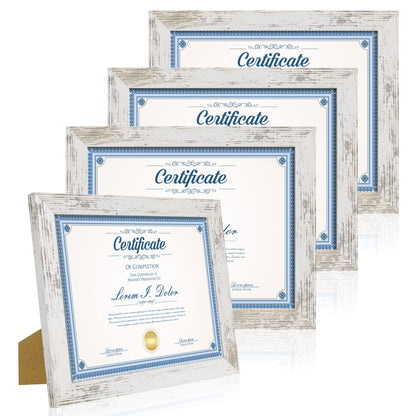 Hongkee 8x10 Picture Frame Set of 4, Real Glass and Wood Frame, 5x7 Mat