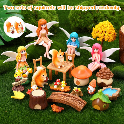Fairy Garden Accessories 30Pcs Mini Fall Resin Figurines