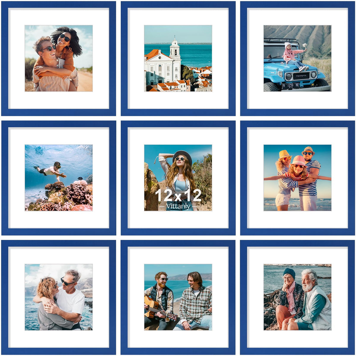 Vittanly 8x10 Picture Frames Set of 9 for Wall or Tabletop Display, Gold