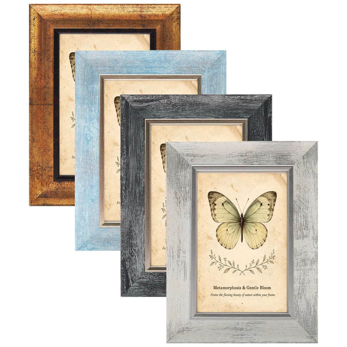 XUANLUO 5x7 Picture Frames Set of 4,Rustic Retro Photo Frame(Multicolor)