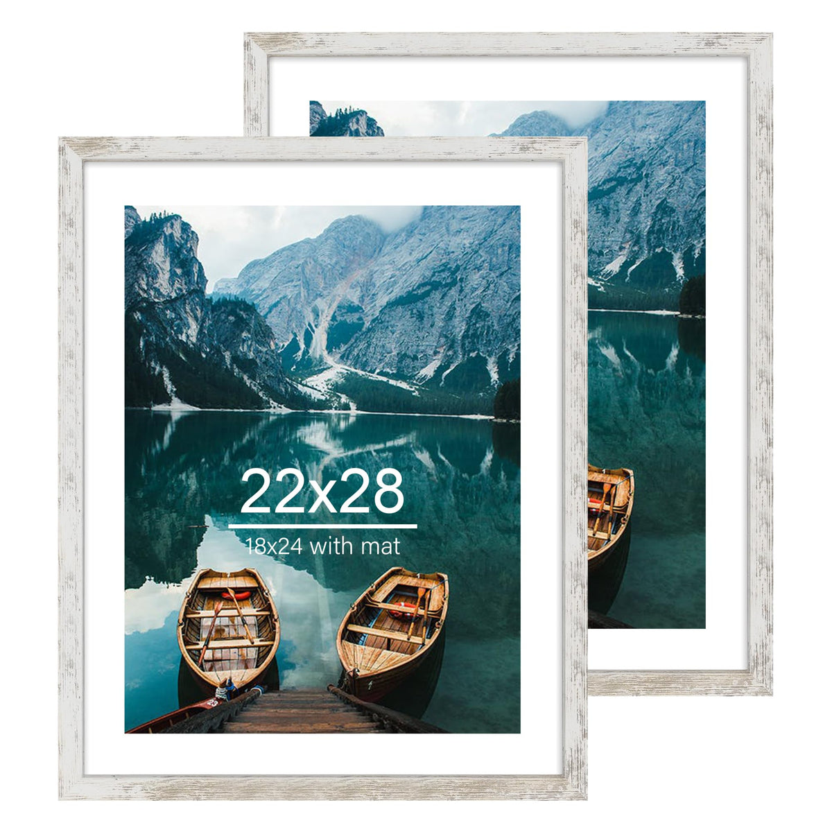 Hongkee 5x7 Picture Frame Set of 2, Real Glass and Wood Frame for Mat 4x6