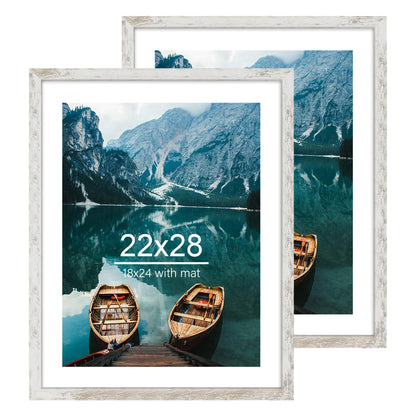 Hongkee 5x7 Picture Frame Set of 2, Real Glass and Wood Frame for Mat 4x6