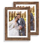 Hongkee 5x7 Picture Frame Set of 2, Real Glass and Wood Frame for Mat 4x6