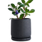 D'vine Dev Beaded Ceramic Pot with Saucer, 4 in, Midnight Blue, 27-C-Z-3