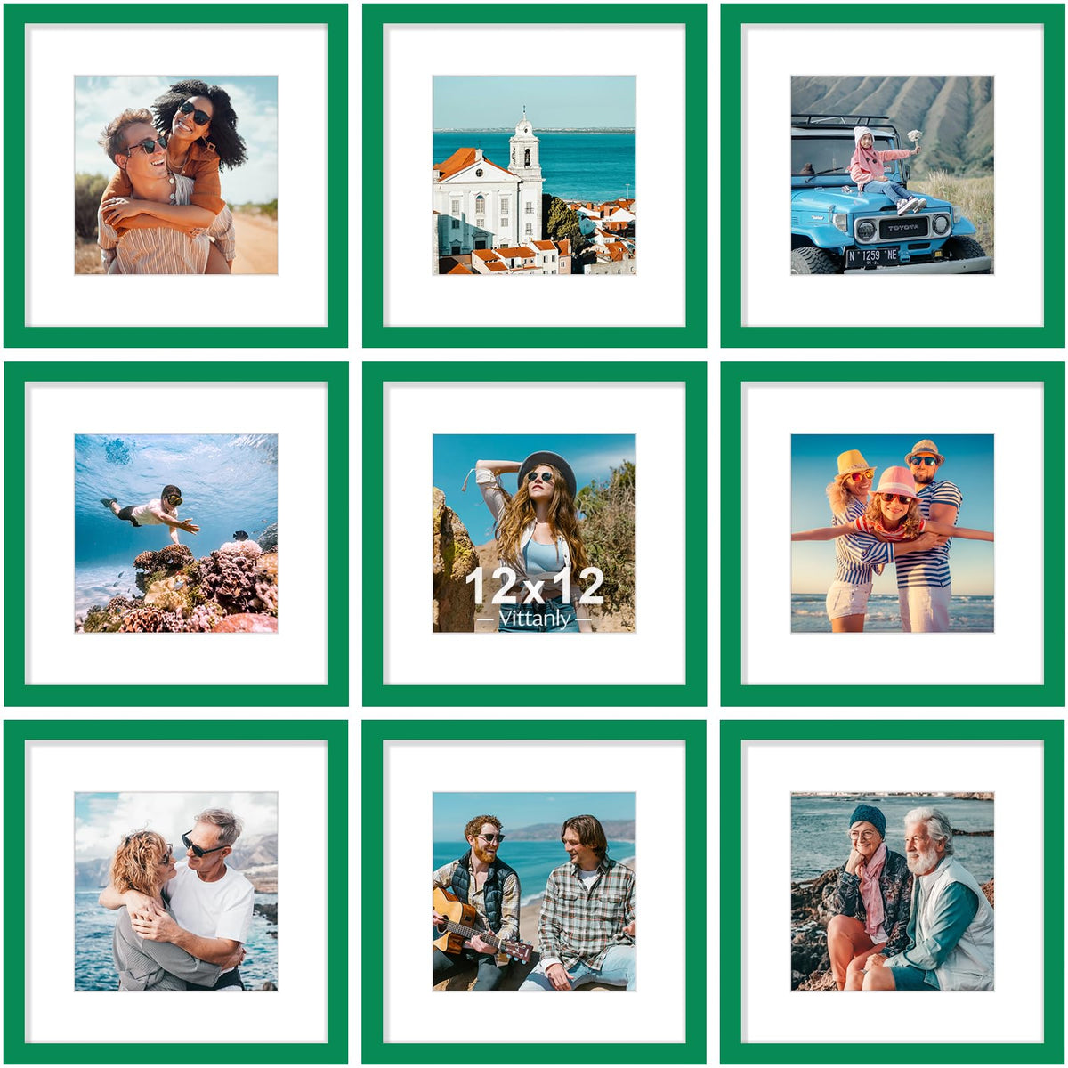 Vittanly 8x10 Picture Frames Set of 9 for Wall or Tabletop Display, Gold