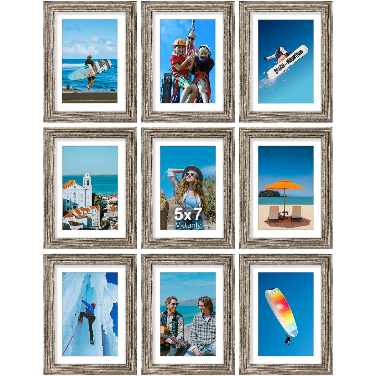 Vittanly 8x10 Picture Frames Set of 9 for Wall or Tabletop Display, Gold