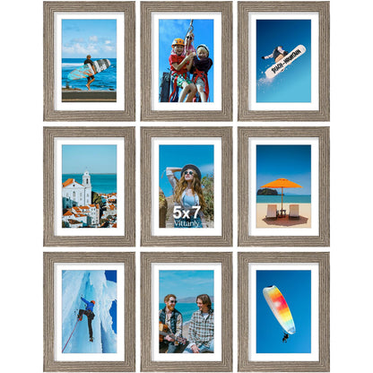 Vittanly 8x10 Picture Frames Set of 9 for Wall or Tabletop Display, Gold