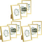 upsimples 4x6 Picture Frame Glass, Thin Border, Gold Photo Frames, 3 Pack