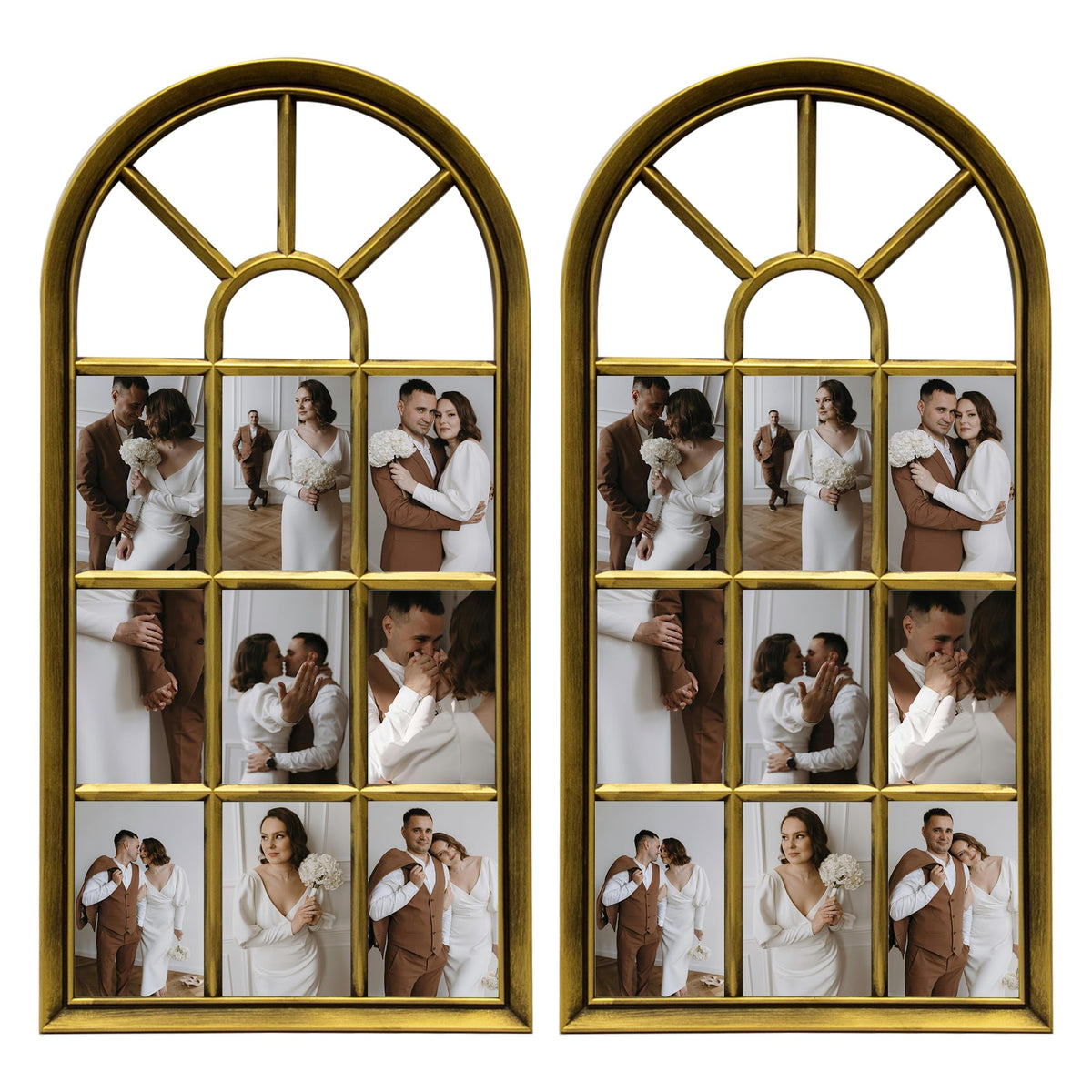 J.M.Deco Arched Collage Picture Frames Wall for Decor 9 Pieces 4 x 6 Photos