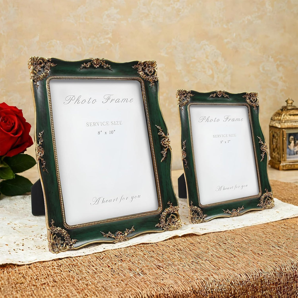 Vintage Picture Frame 8x10 Inch, Ornate Photo Frame (Green)