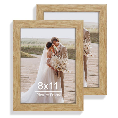 Hongkee 5x7 Picture Frame Set of 2, Real Glass and Wood Frame for Mat 4x6