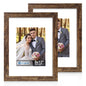 Hongkee 5x7 Picture Frame Set of 2, Real Glass and Wood Frame for Mat 4x6