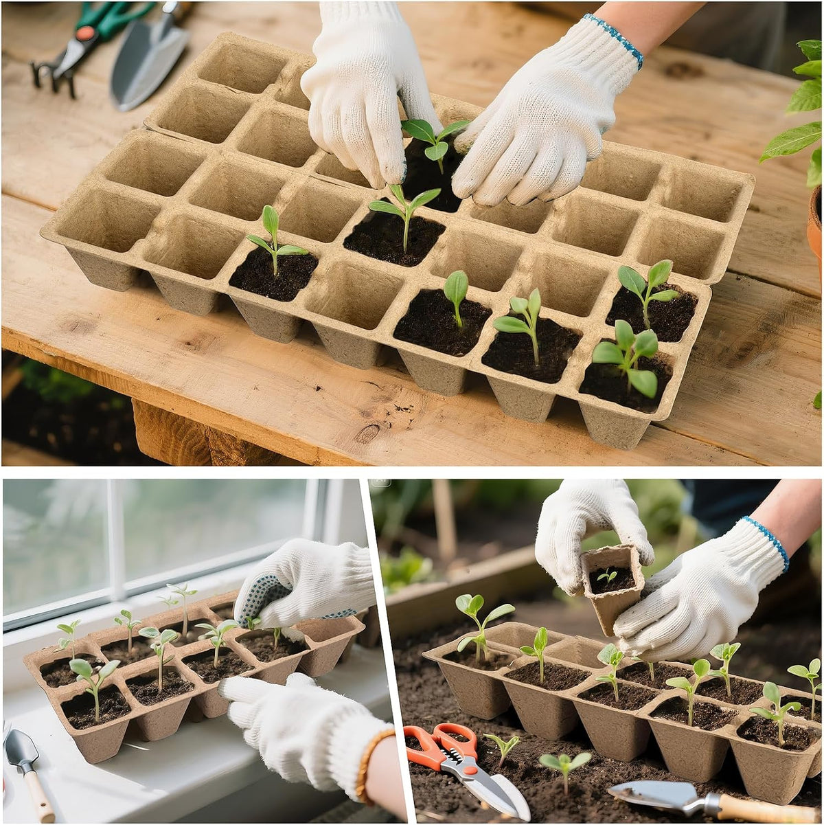 200 Cells Peat Pots, Seed Starter Trays Planting Trays for Seedlings