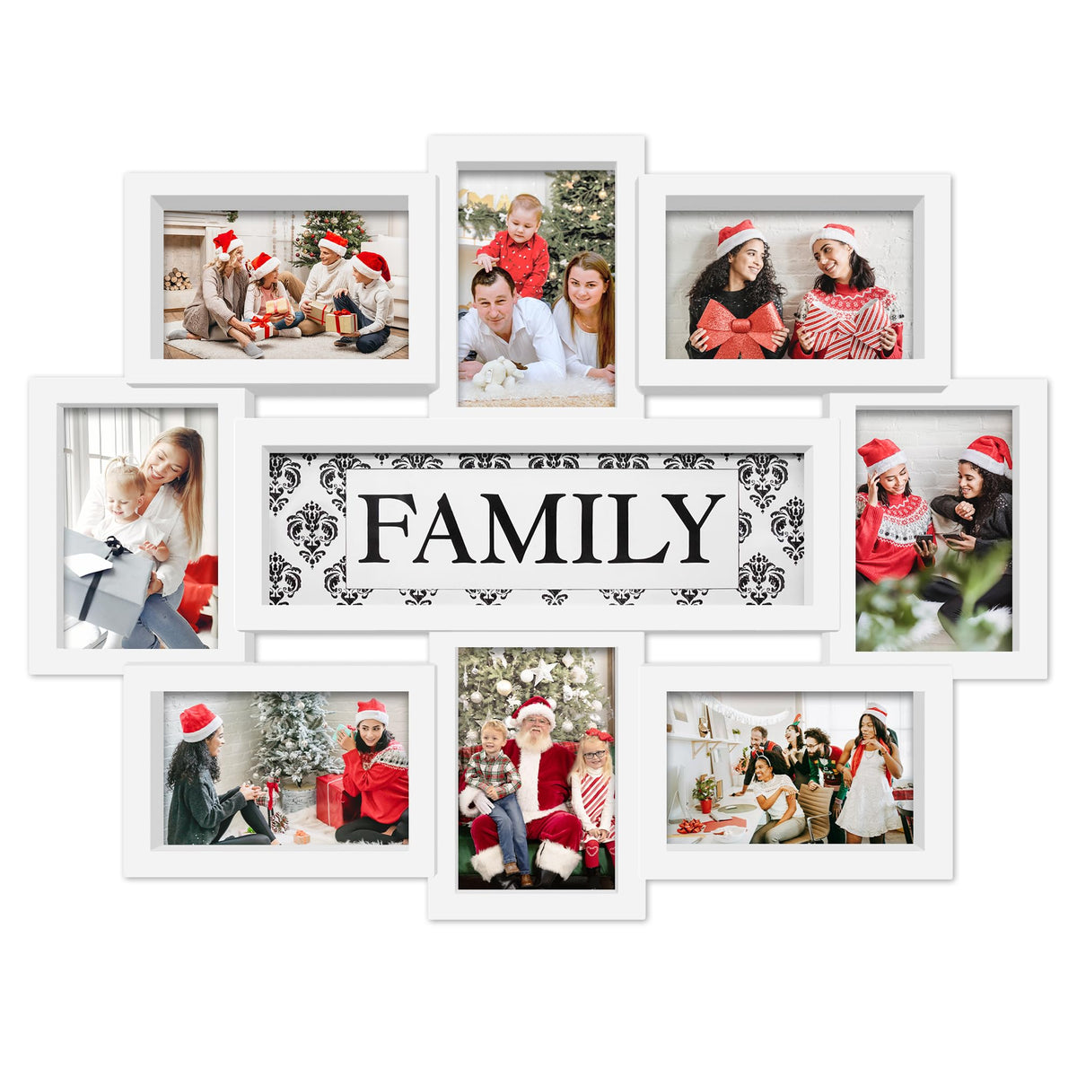Jerry & Maggie Family Photo Frame 22x17, PVC Picture Frames Collage Wall Decor 9 Opening Wall Hanging For 6x4 Photos 8 Pack, No-Assembly 3D Design Waterproof Memorial Keepsake, Ashes