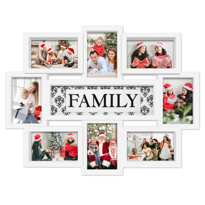 Jerry & Maggie Family Photo Frame 22x17, PVC Picture Frames Collage Wall Decor 9 Opening Wall Hanging For 6x4 Photos 8 Pack, No-Assembly 3D Design Waterproof Memorial Keepsake, Ashes