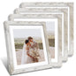 Hongkee 8x10 Picture Frame Set of 4, Real Glass and Wood Frame, 5x7 Mat