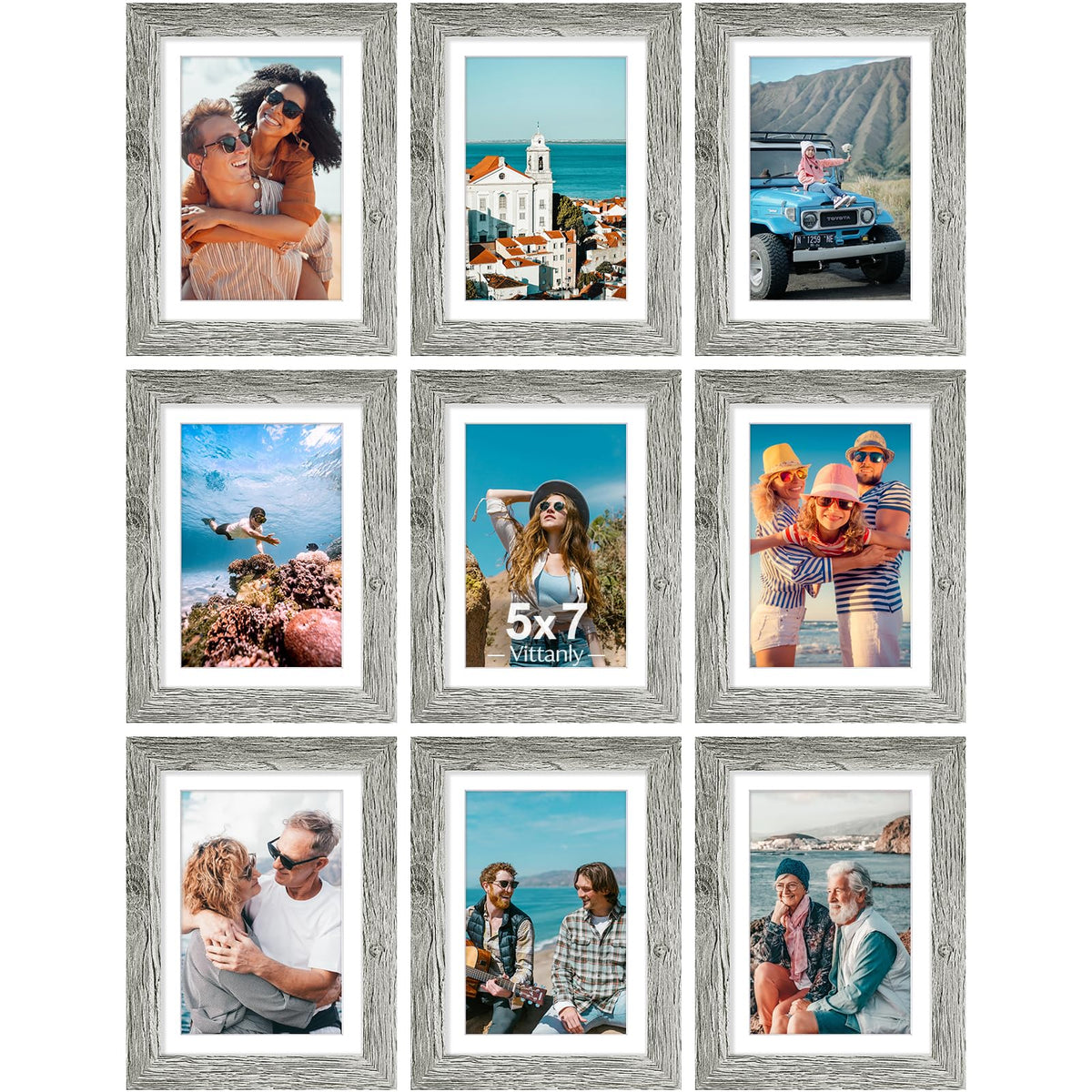 Vittanly 8x10 Picture Frames Set of 9 for Wall or Tabletop Display, Gold