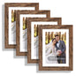 Hongkee 8x10 Picture Frame Set of 4, Real Glass and Wood Frame, 5x7 Mat