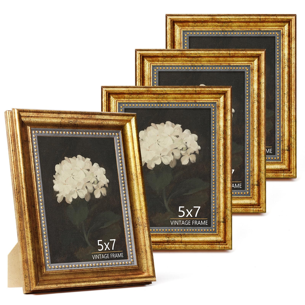 4x6 Picture Frame Set of 4 Vintage Bronze Gold for Tabletop & Wall