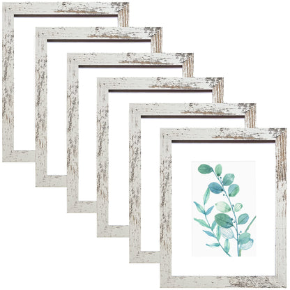 SESEAT 8x10 Picture Frame Brown Set of 6, Display Pictures 5x7 With mat or 8x10 Without Mat