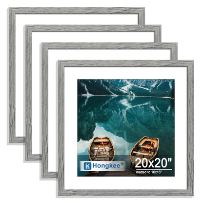 Hongkee 8x10 Picture Frame Set of 4, Real Glass and Wood Frame, 5x7 Mat