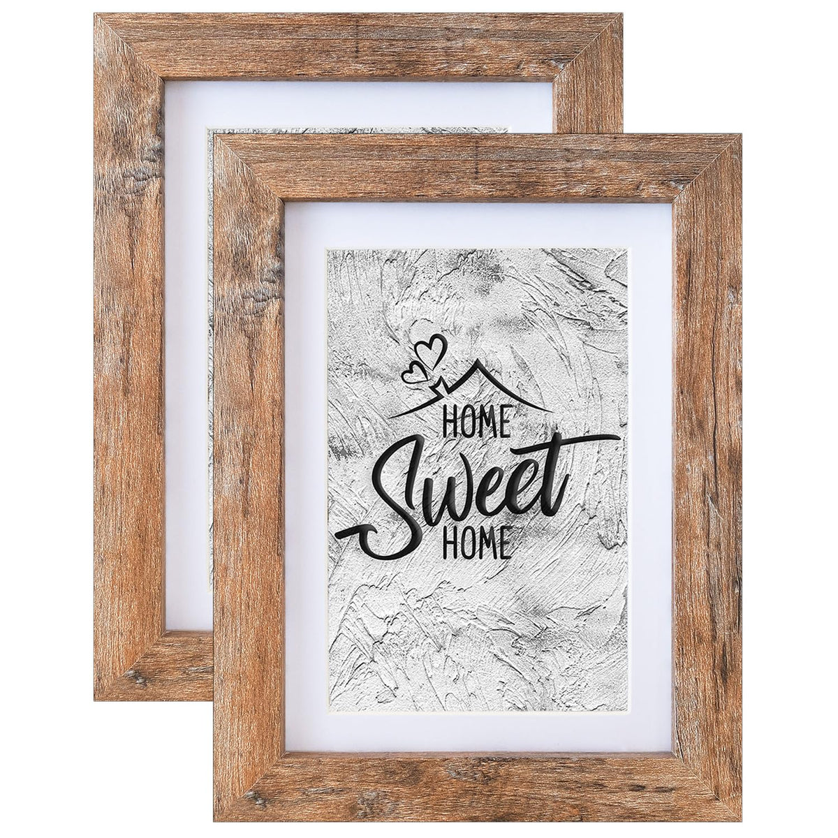 Califortree 5x7 Picture Frame - Can Display Photo 4x6 with Mat, Wood Frame with Shatterproof Plexiglass, Wall & Tabletop Display, Rustic Brown