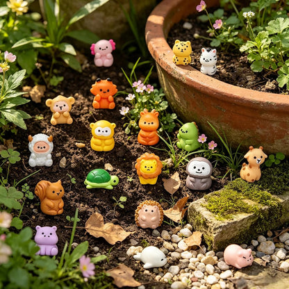 20 Pcs Mini Resin Animals Figures Decor, Fairy Garden Kit Scene Accessories