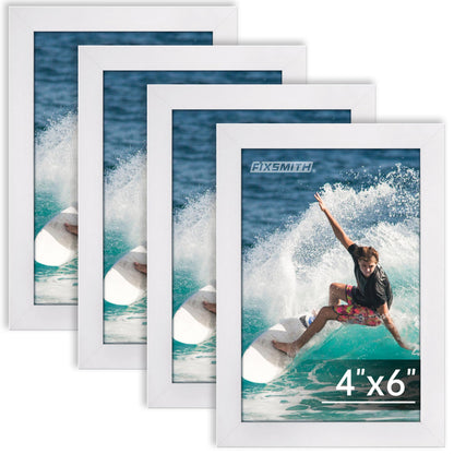 FIXSMITH 5x7 Picture Frame Bulk-4 Pack, Gold Picture Frames Collage Wall Decor, Wall & Tabletop Picture Frames, Photo Frame with HD Plexiglass, Display Pictures 4x6 with Mat or 5x7 Without Mat