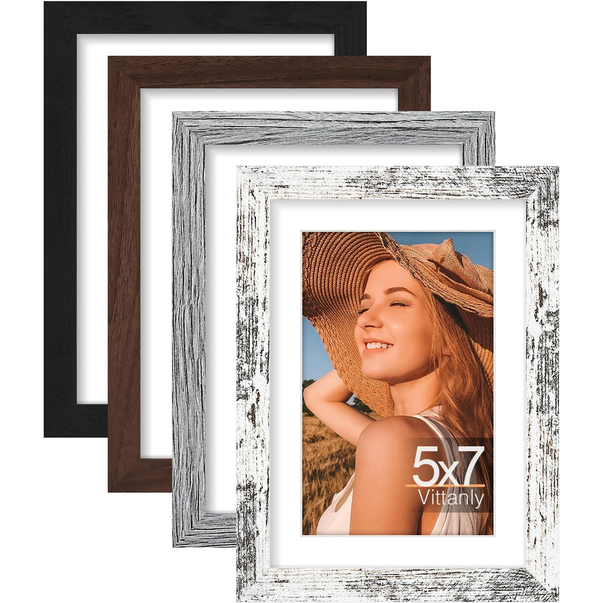 Vittanly 8x10 Picture Frames Set of 4, for Wall or Tabletop, Pale Pink